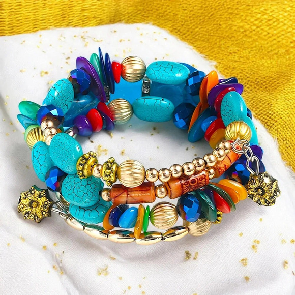 ποΈ Handmade Wrap Around Beaded Colorful Fashion Bracelet Trendy Boho-Chic - Picture 1 of 15